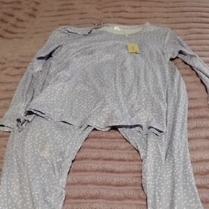 Grayish Lavender  and White Thermal Pajama Set for Cozy Sleep